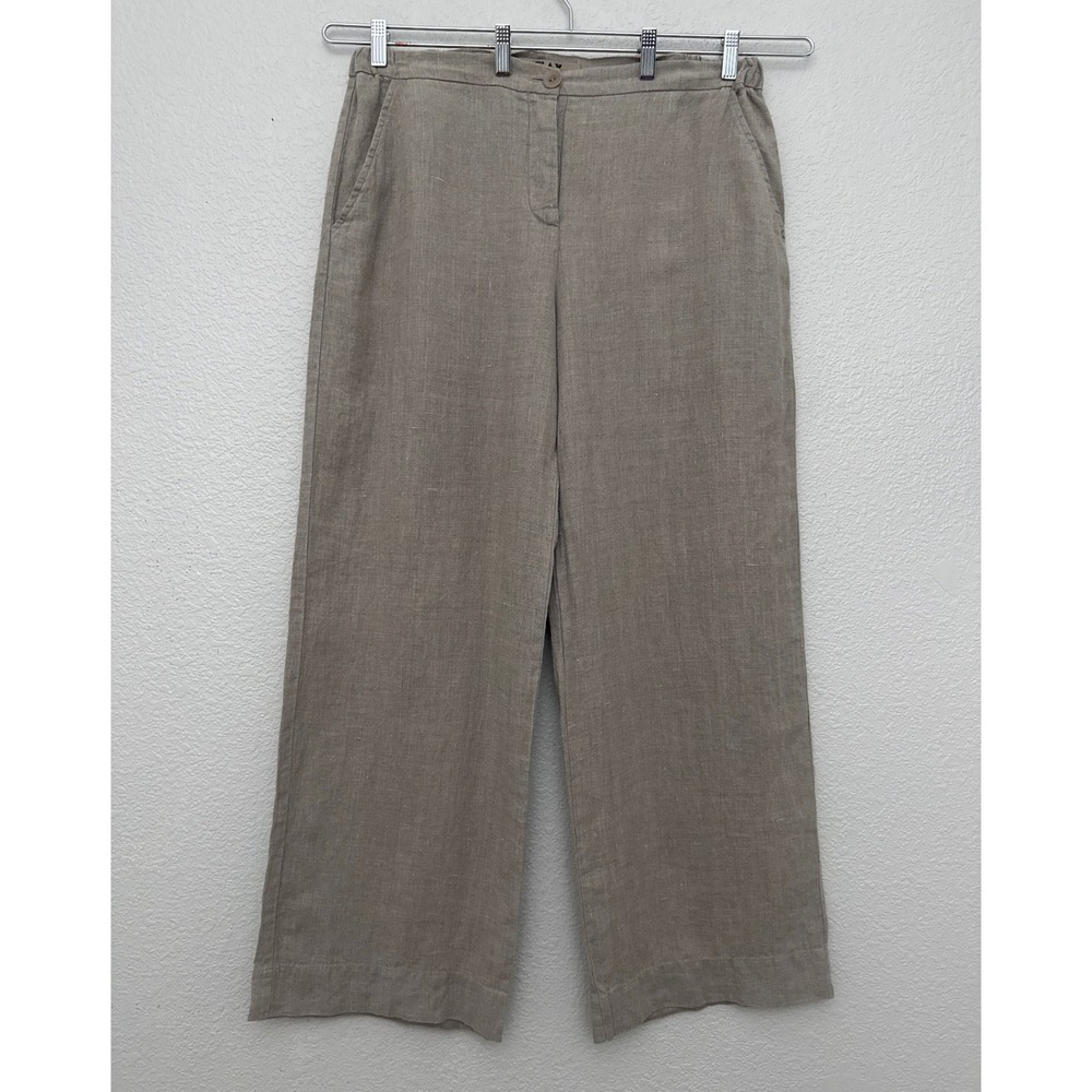 Flax 100% Linen Button Fly Wide Leg Pants Size Medium